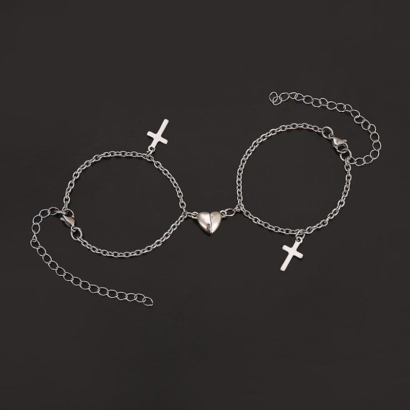 Trendy Unique Cross Pendant Simple Romantic Love Magnet Bracelets