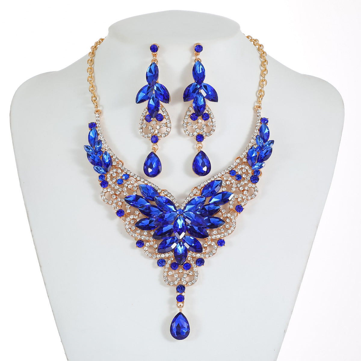 Women's High Profile Generous Retro Design Crystal Jewelry Set