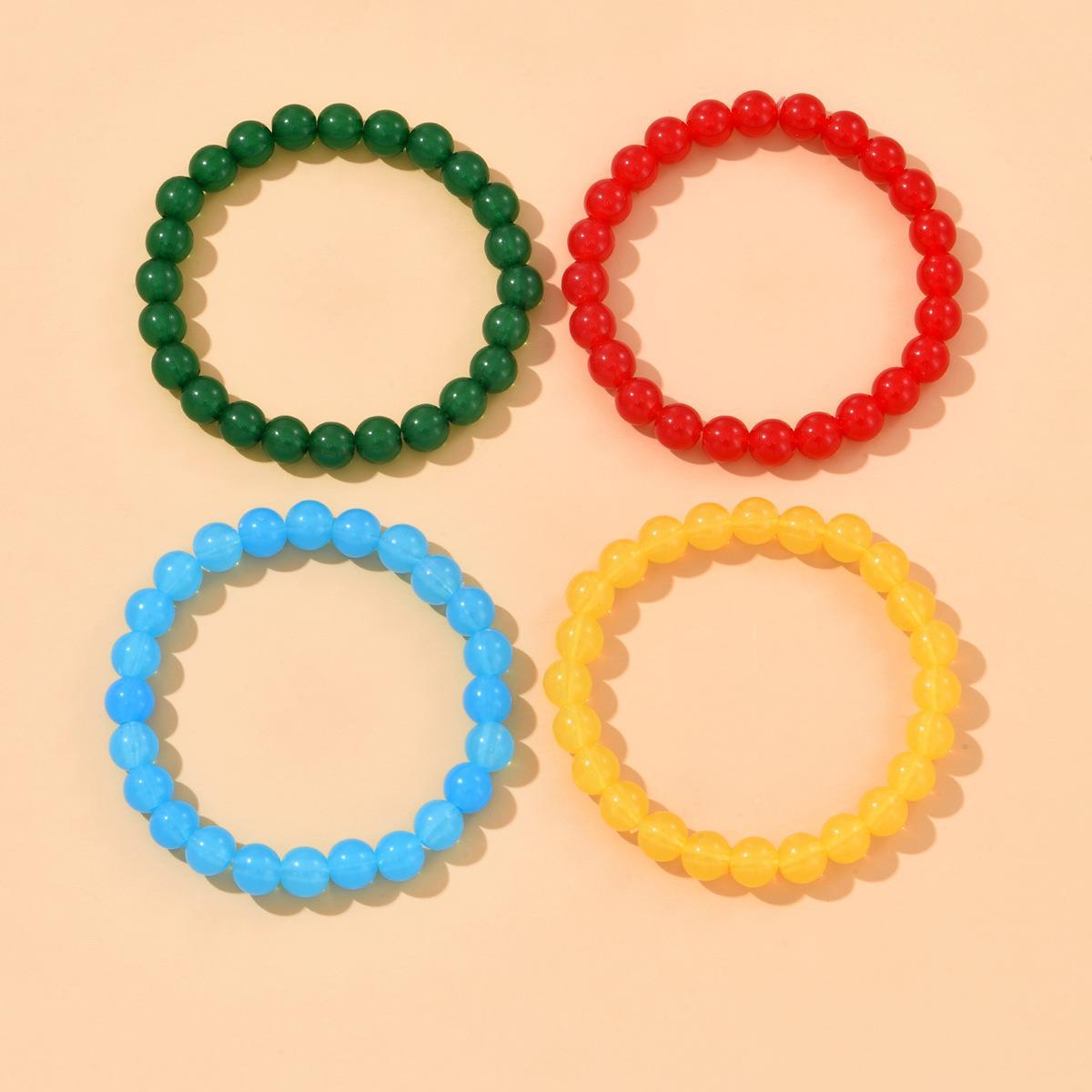 Fashion Simple Gradient Color Acrylic Beaded Bracelets