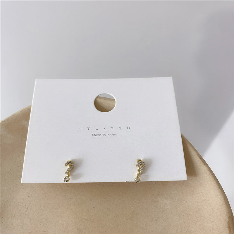 Mark Exclamation Funny Female Sier Needle Micro Earrings