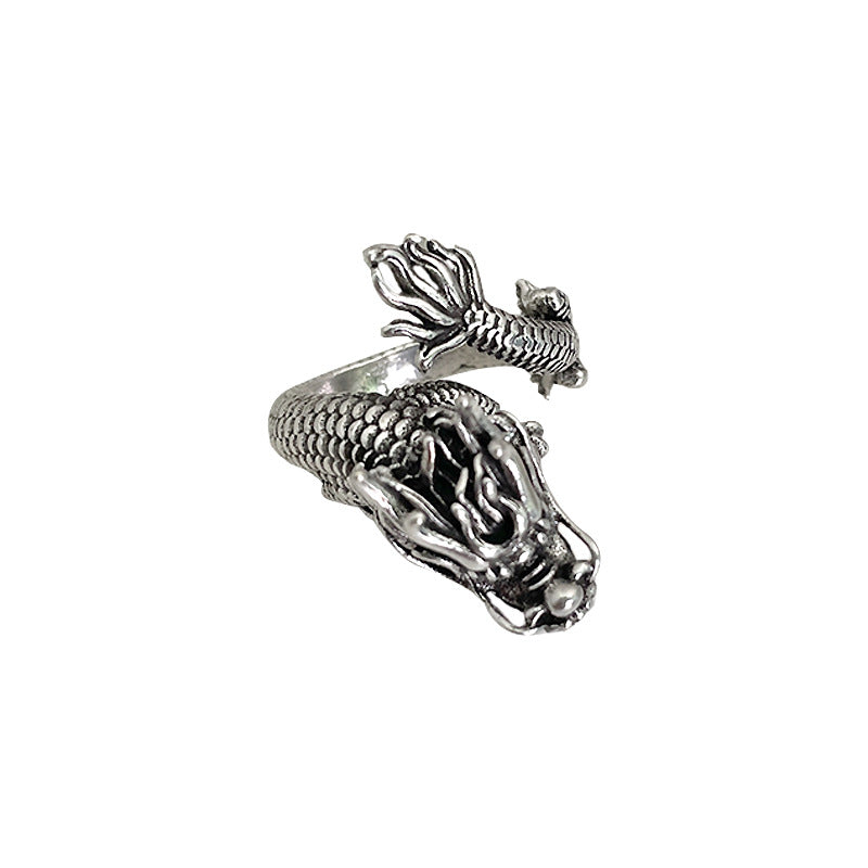 Bagues Hip Hop pour hommes, bijoux rétro à motif de Dragon, bijoux exagérés