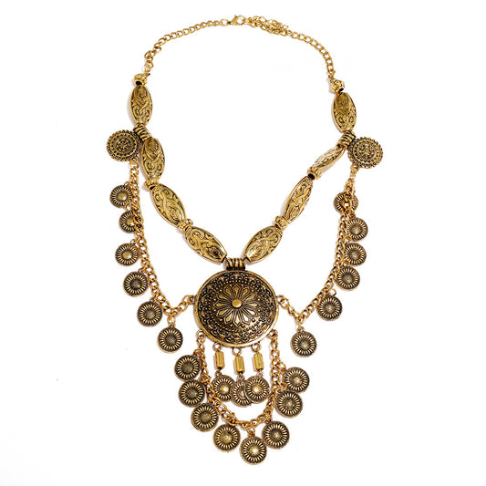 Persönlichkeits-Halsketten mit Münzen im Ethno-Stil aus Legierung