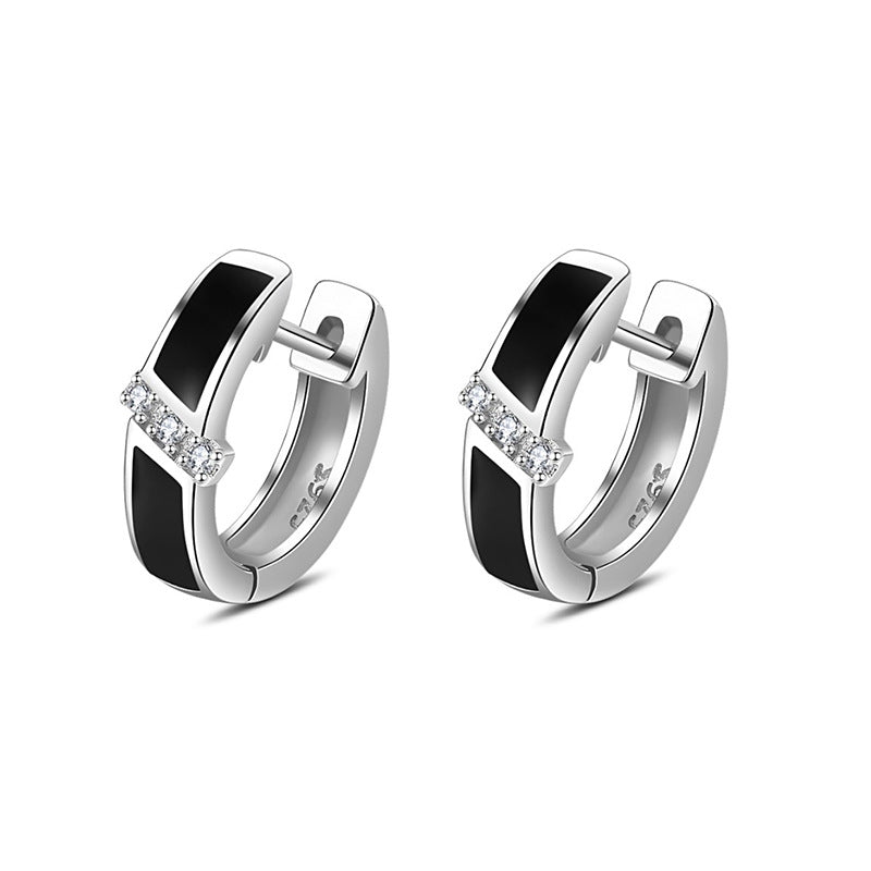 Trendy Niche French Diamond Black Female Rings