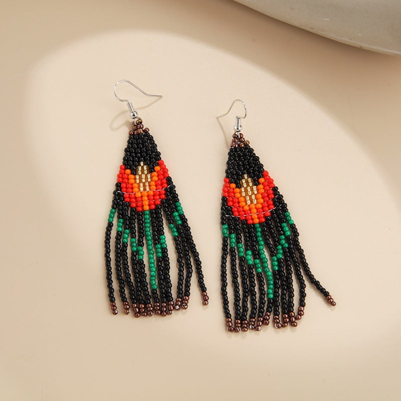 Women's Floral Tassel For Niche Personality Bohemian Rings
