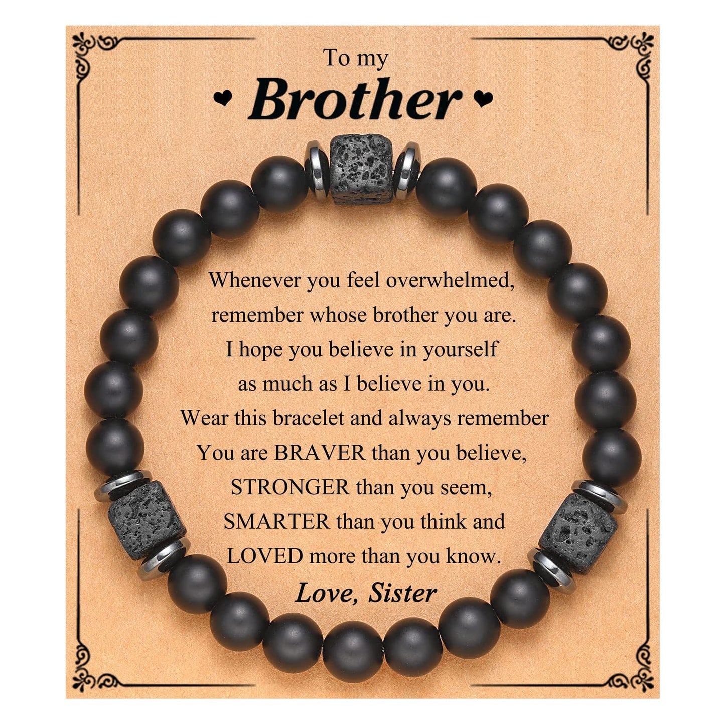 Frosted Square Volcanic Stone Father's Day Bracelets