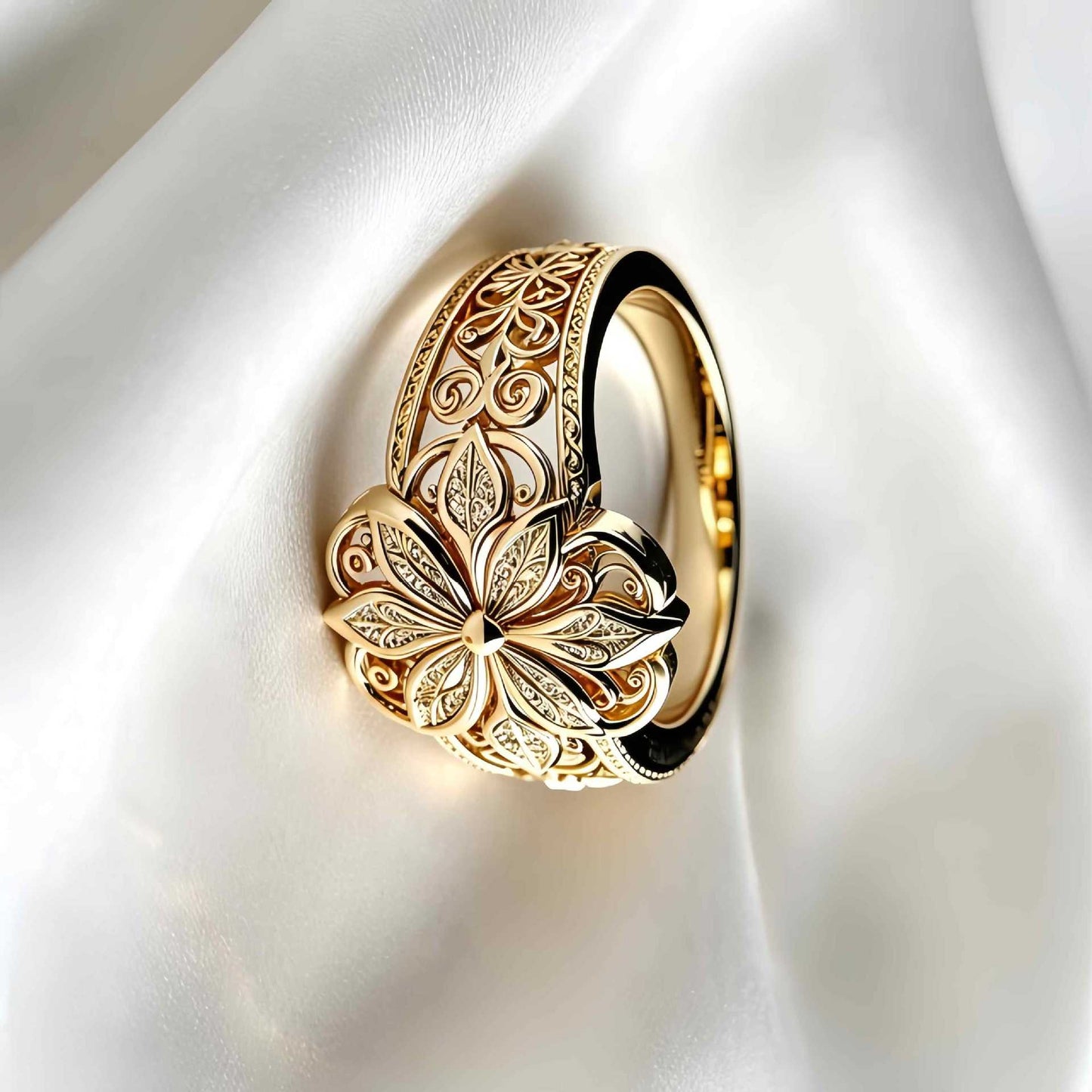 Hollow Flower Niche Design Mori Style Carved Artistic Temperament Ring
