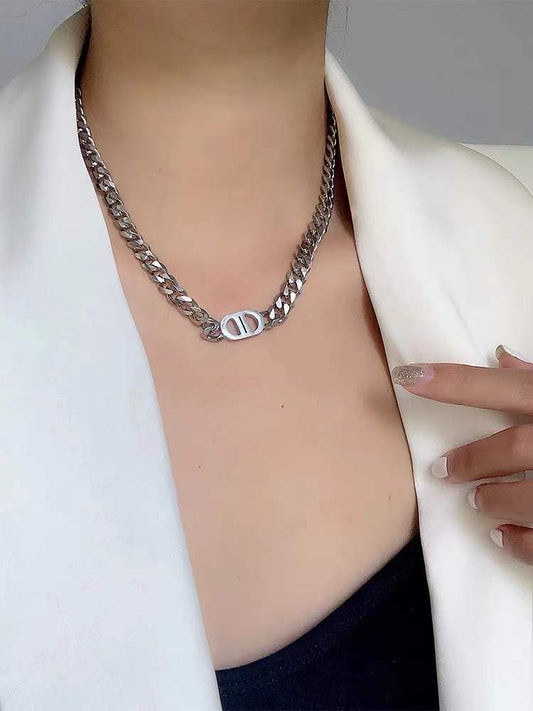 Women's Steel No Fading Letter Thick Chain Clavicle Necklaces