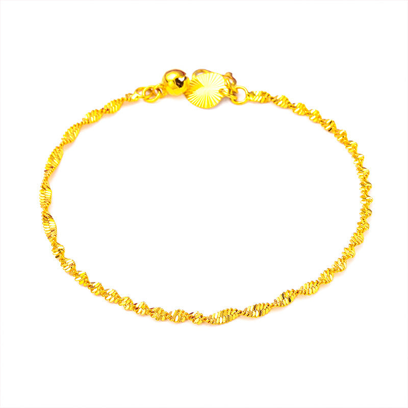 Women's Caterpillar Water Ripple Bead Alluvial Gold Bracelets