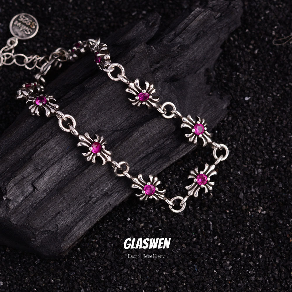 Pink Zircon Cross Vintage Female Niche Affordable Luxury Fashion Bracelets