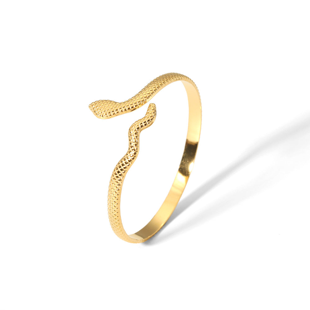 Women's French Retro Stainless Steel Fashion Open Gold Bracelets