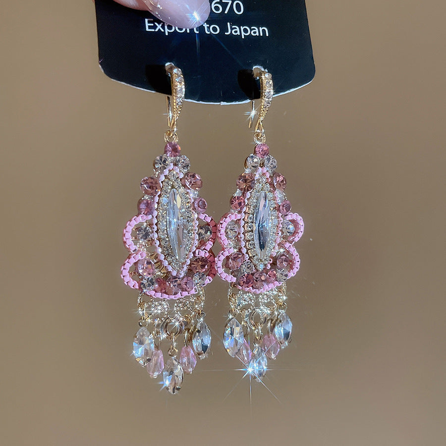 Sier Needle Acrylic Colorful Flower Sweet Earrings