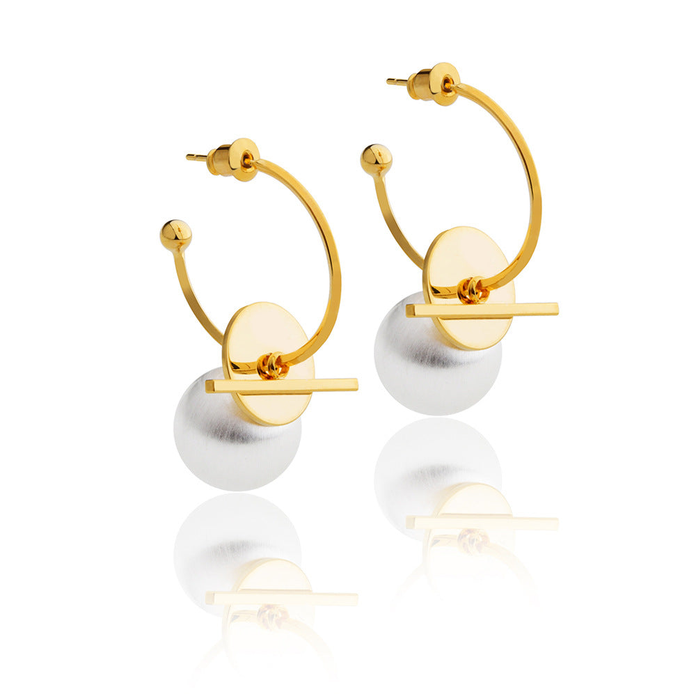 Women's Niche Design Contrast Color Brushed Ball Eardrops High-key Dignified Stud Earrings