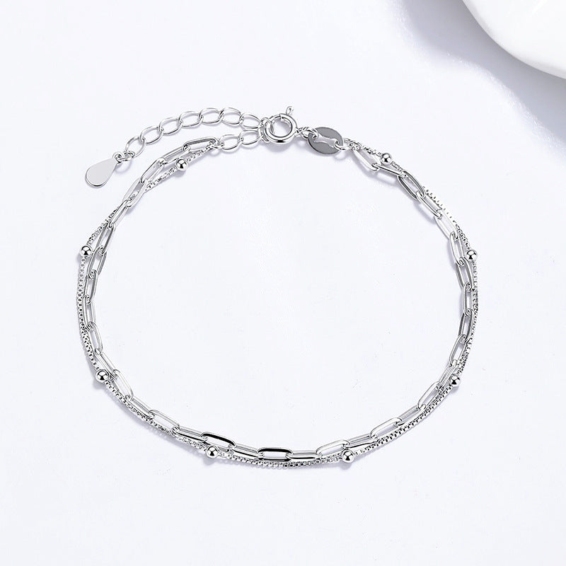 Women's For Sier Design Simple Round Beads Birthday Bracelet