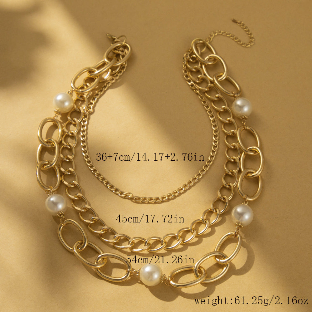 And Versatile Imitation Pearl Stitching Aluminum Necklaces