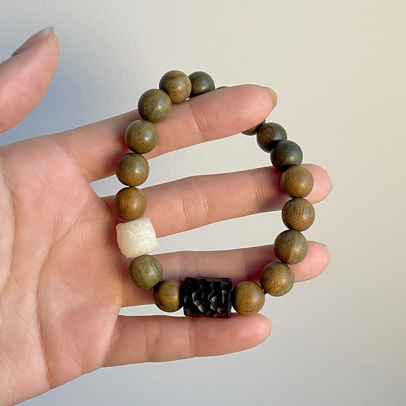 Green Sandalwood Bodhi Wood Carving Blackwood Bracelets