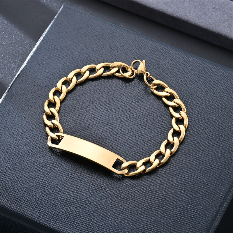 Women's & Men's Stainless Steel One-to-one Couple Curved Fashion Cuban Bracelet