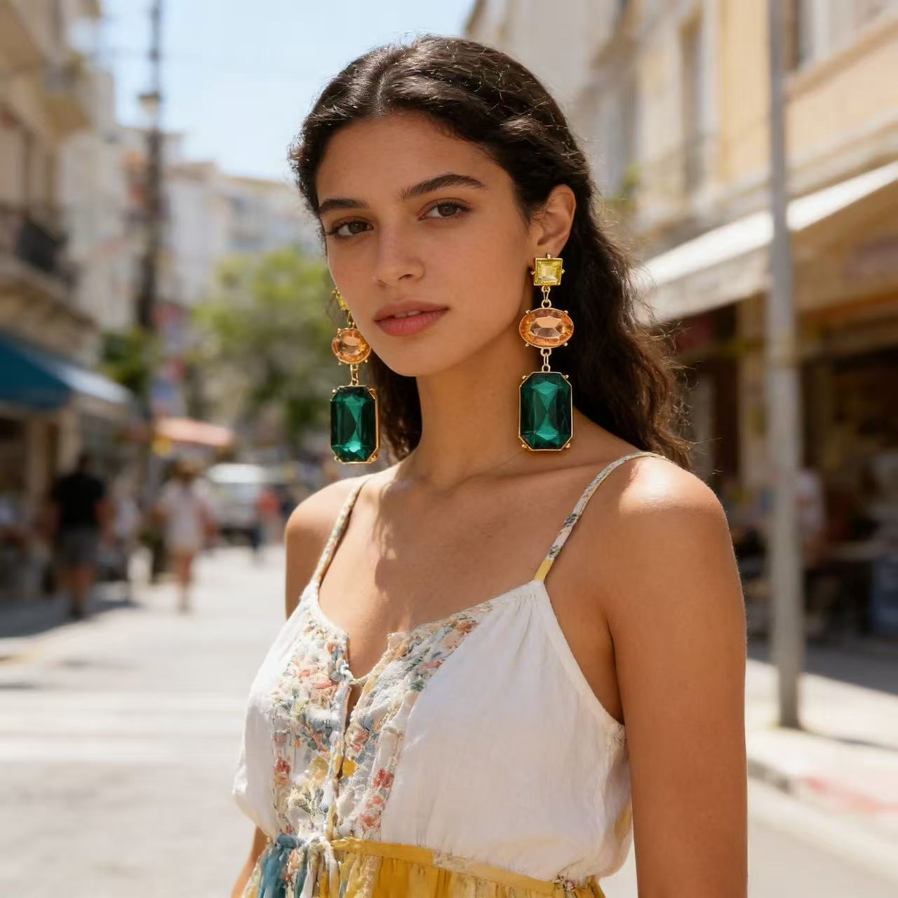 Bohemian Contrast Color Three-color Elegant Geometric Earrings