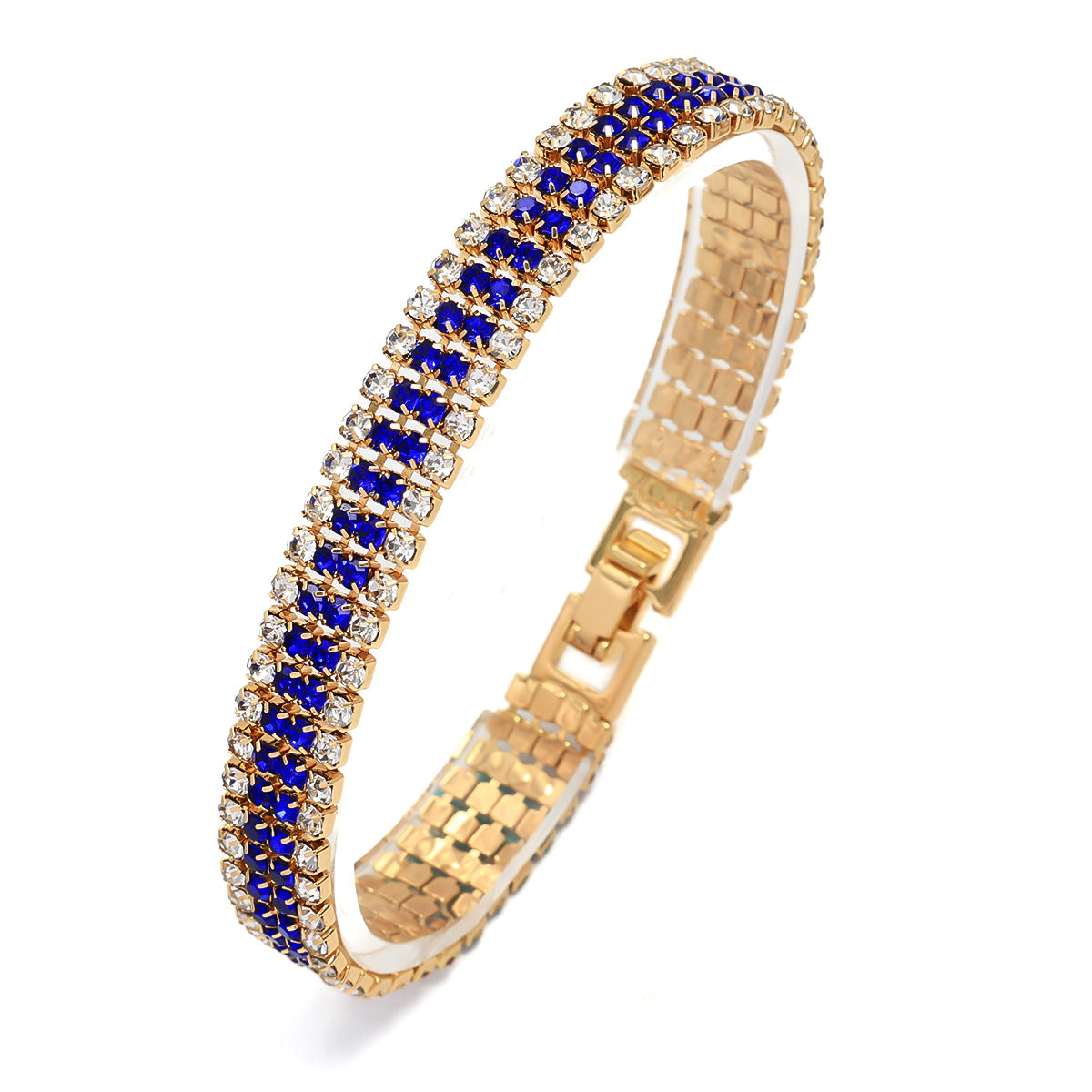 Women's Roman Crystal Gold Simple Full Diamond Claw Bracelet