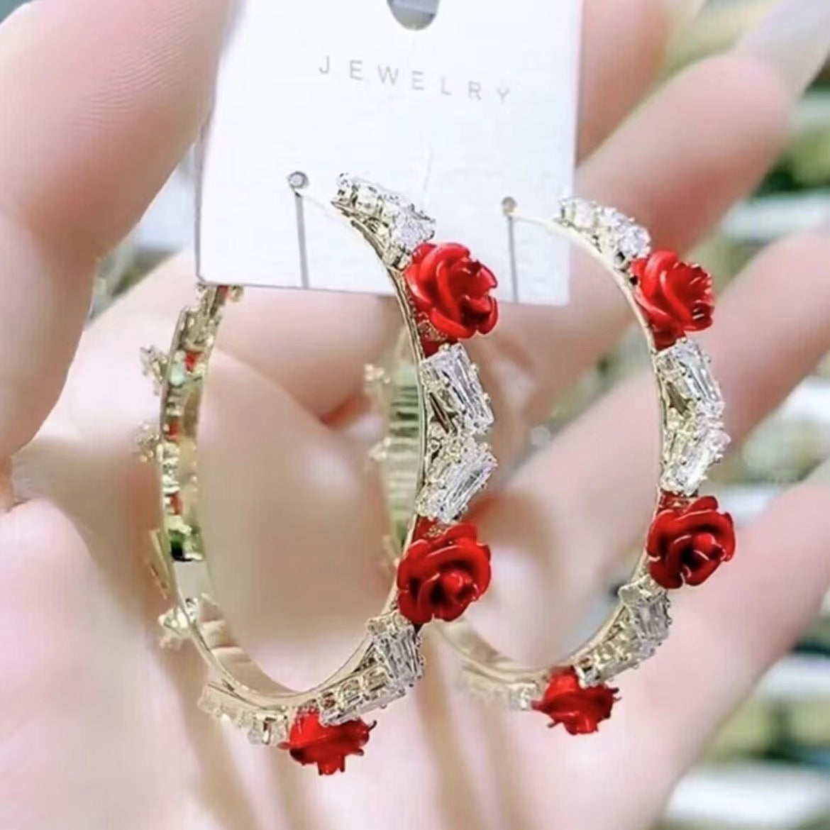 Sweet Rose Eardrop Female Temperament Good-looking Earrings