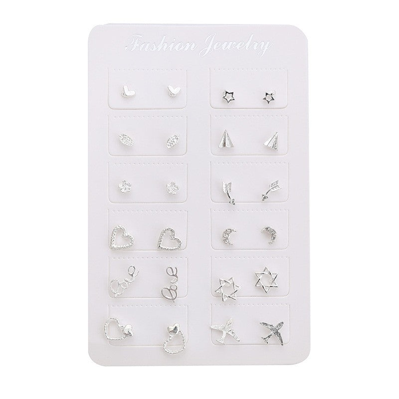 Women's Korean Style Personalized Small Love Snowflake Stud Earrings
