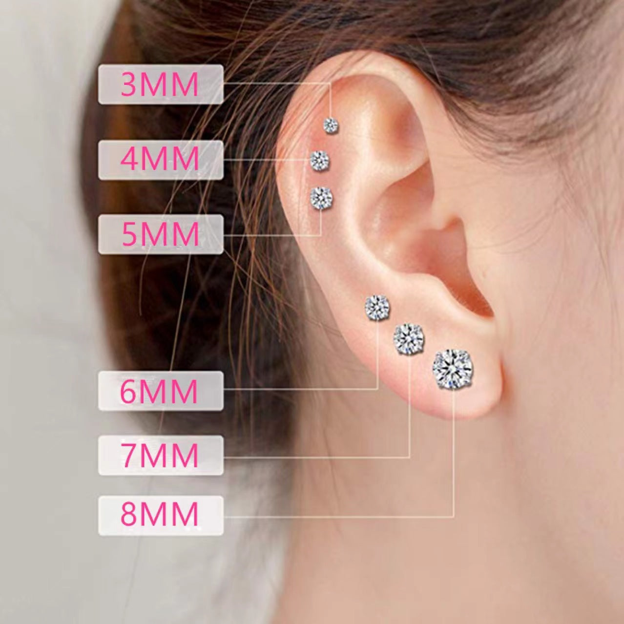 Stainless Steel Zircon Exquisite Elegant Wild Stud Earrings