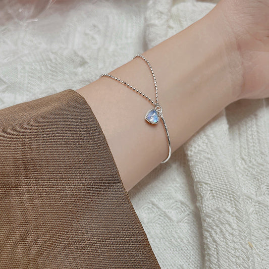 Bracelets en pierre de lune en forme de cœur pour femmes, mignons et doux