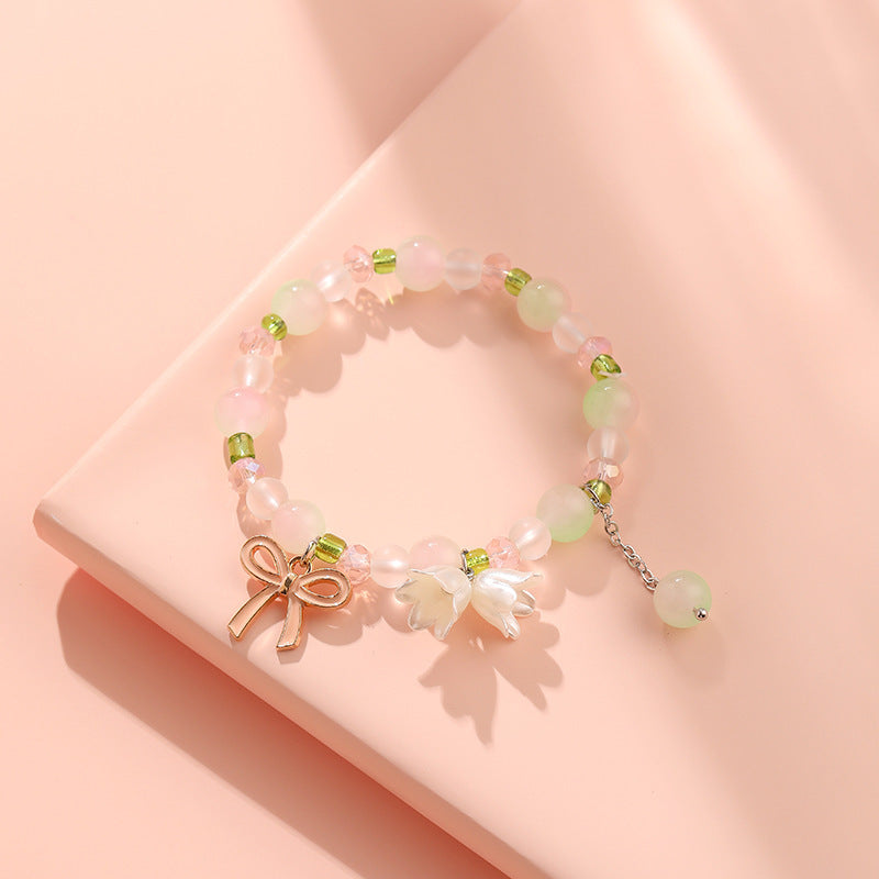 Cat Love Bell Imitation Opal Girlfriends Glaze Bracelet