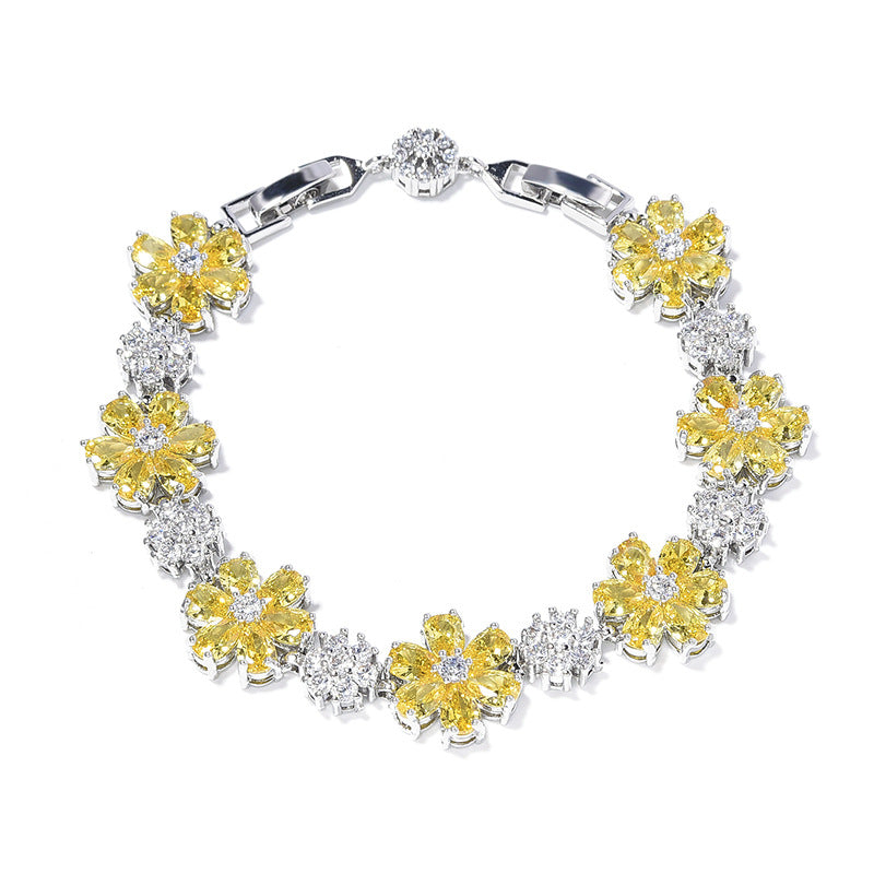 Bracelets incrustés de haute qualité en Zircon de luxe à fleurs riches pour femmes