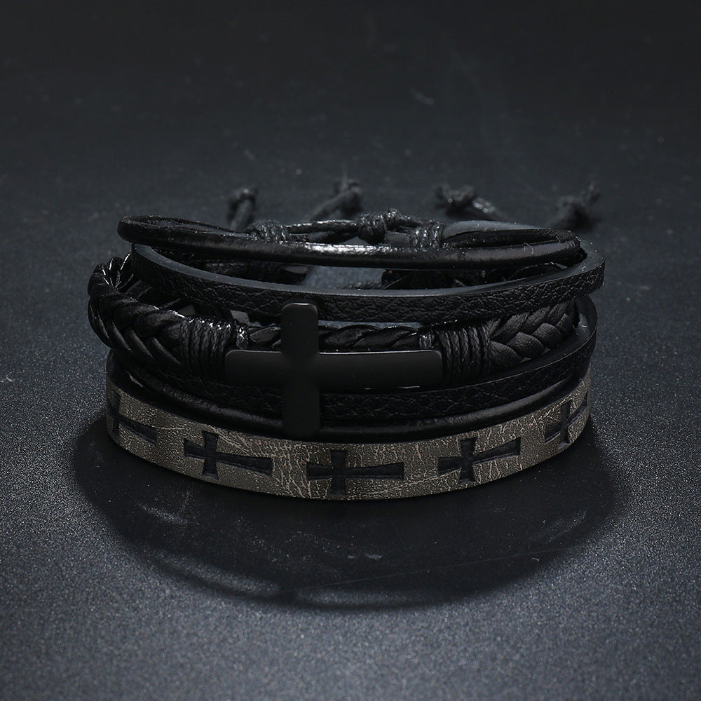 Men's Cross Accessories Simple Woven Leather Suit Bracelets