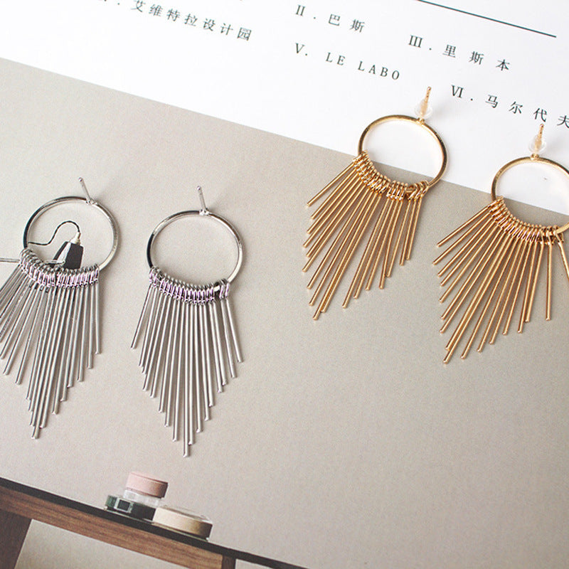 Women's Fashion For Temperamental Tassels Simple Graceful Long Earrings