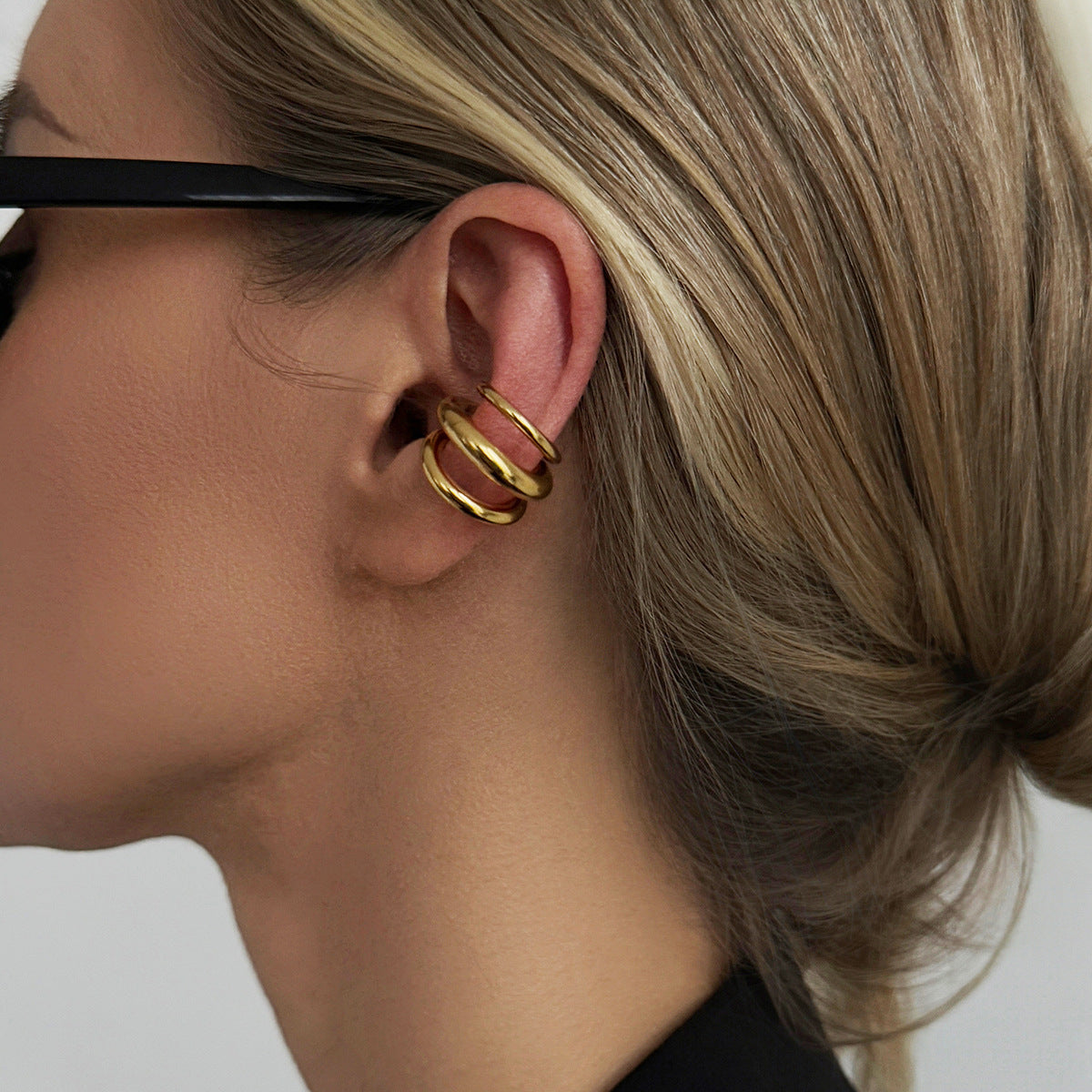 Women's Clip Special Interest Light Luxury Stainless Steel Mixed Ear Buckle