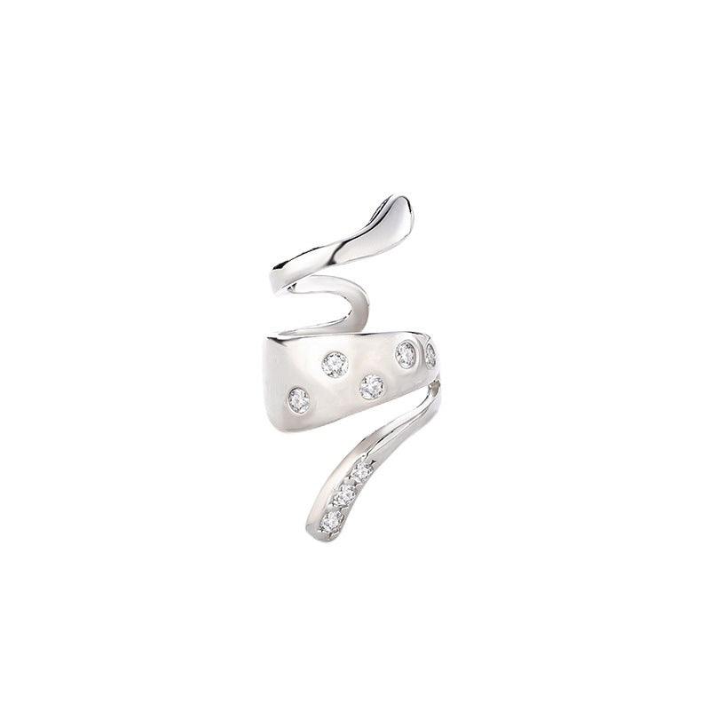 Earless Female Temperament Fashion Sense Glossy Twist Rhinestone Geometric Ear Clip