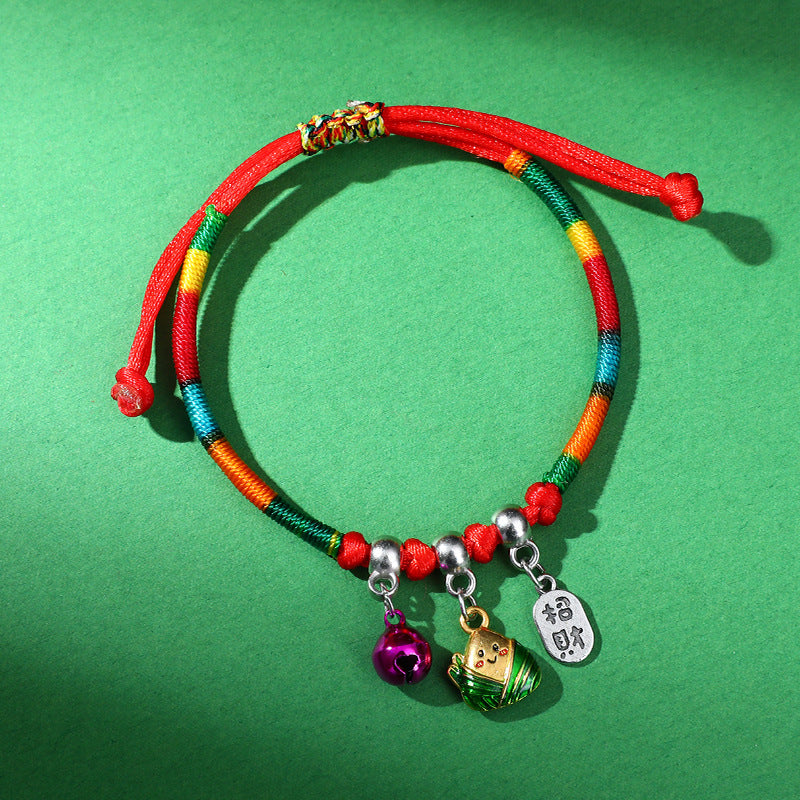 Children's Dragon Boat Festival Colorful Rope Small Tiger Head Lucky Bag Bracelet