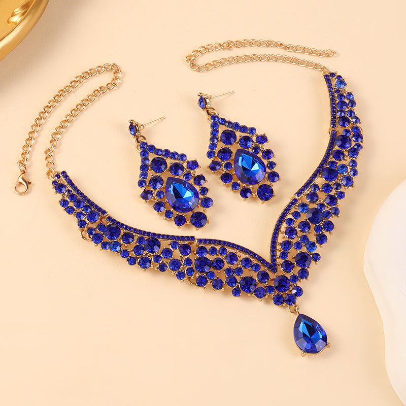 Big Water Drop Full Diamond Two-piece Bride Luxury Jewelry Set