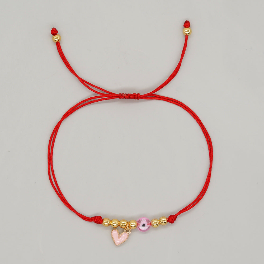 Bijoux corde d'amitié multicolore dégoulinant d'huile, petits bracelets en forme de cœur d'amour