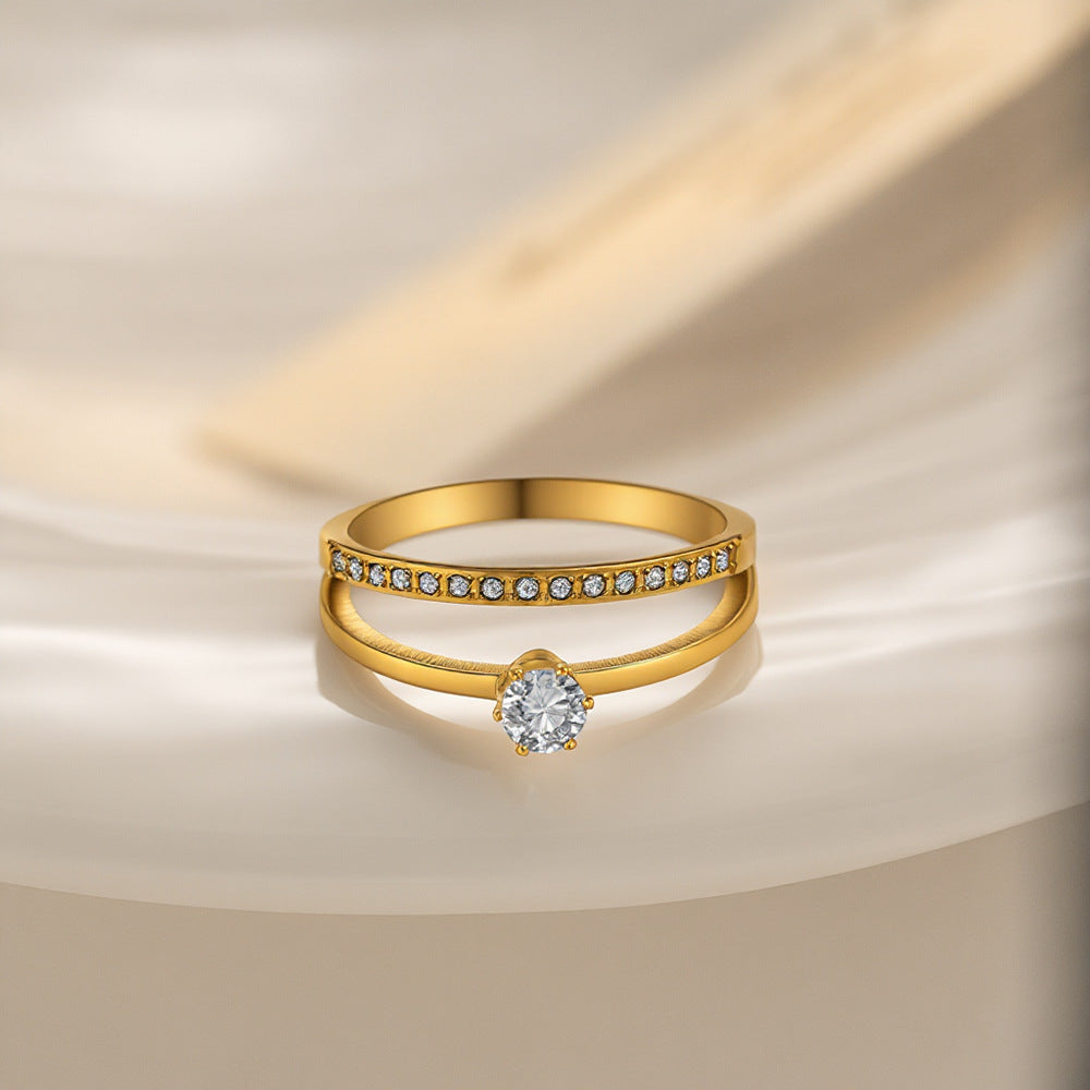 Design Cross Zircon Female High Sense Ring