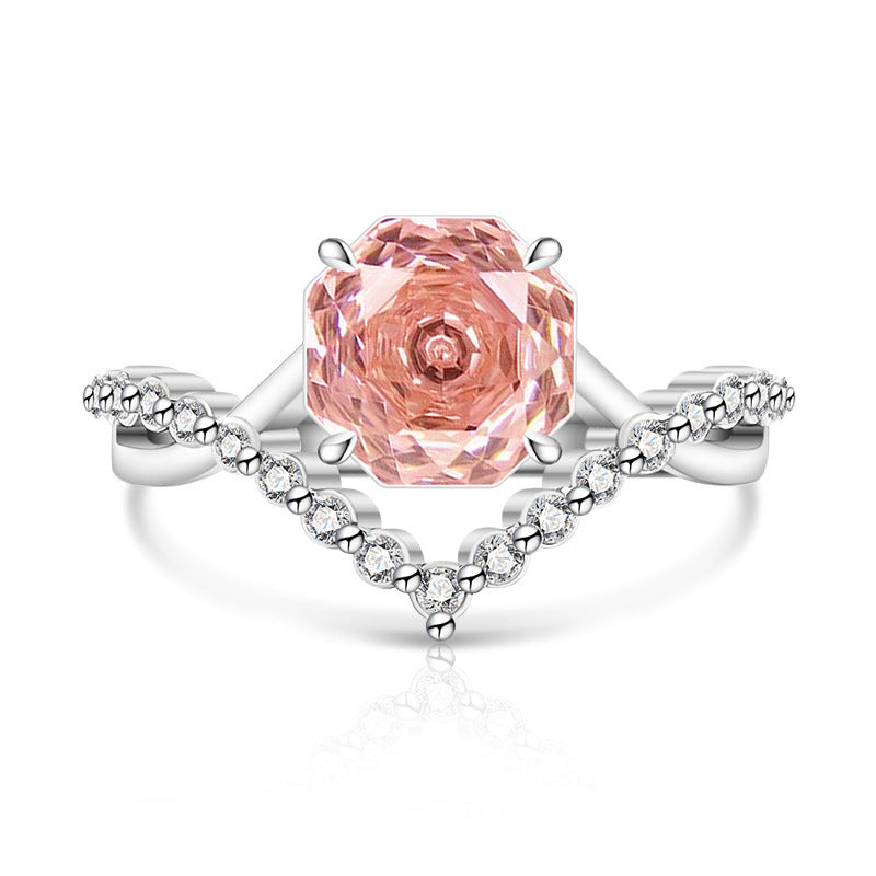 Crown Rose Cut For Love Female Super Flash High Carbon Ring
