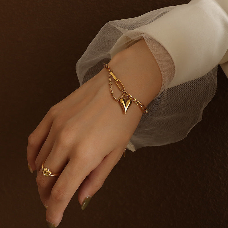 Commuter Love Stainless Steel Real Gold Personalized Cold Style Peach Jewelry Set