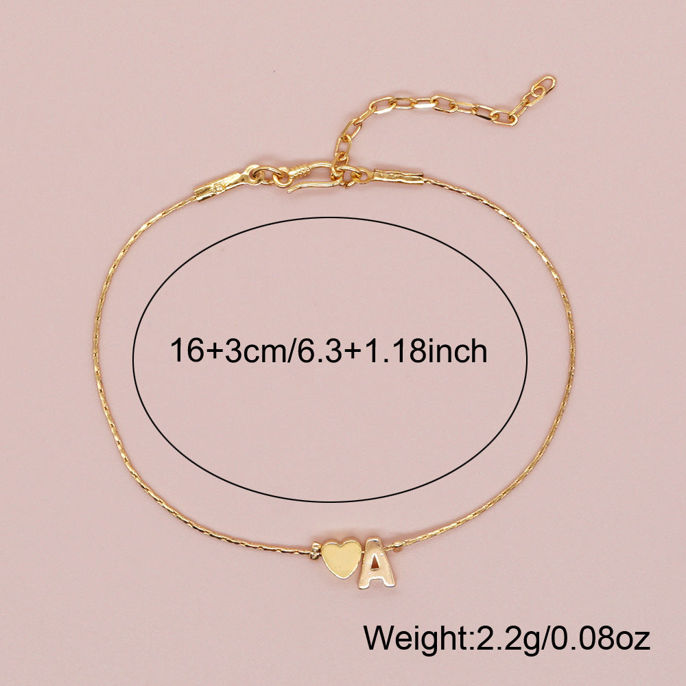 Women's Chain Gold Plated Peach Heart Heart-shaped Letter Bracelets