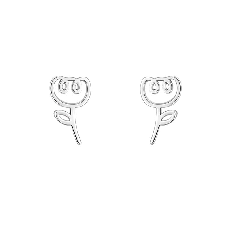 Tulip Summer Hollow Flower Female Temperament Texture Earrings