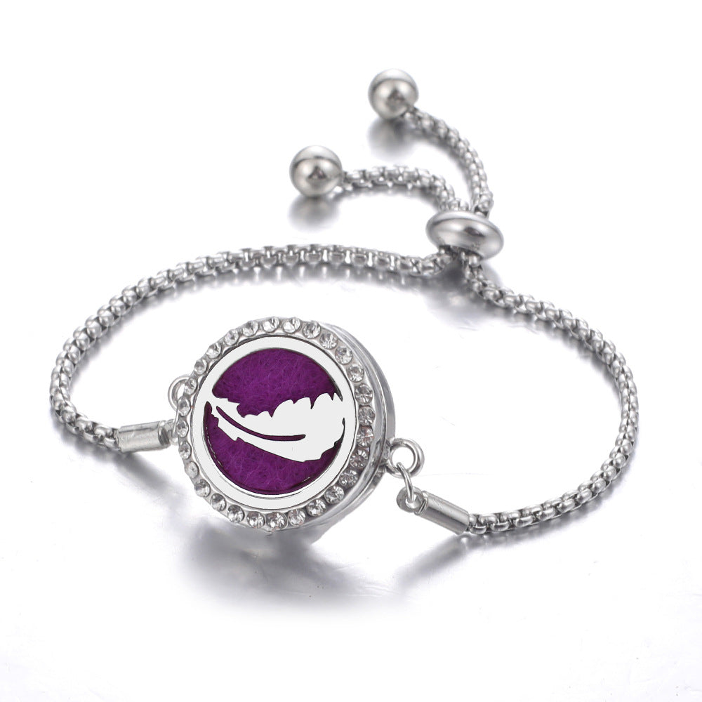 Steel Hollow Oil Lucky Tree Open Box Bracelet
