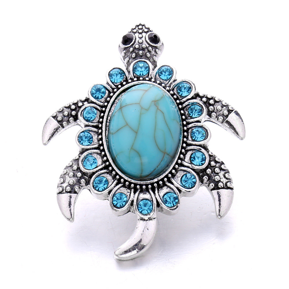 Cool Turquoise Turtle With Diamond Button Bracelets