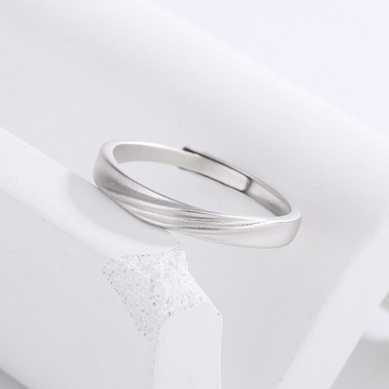 Women's & Men's & Sterling Sier Matte Textured Couple Rings