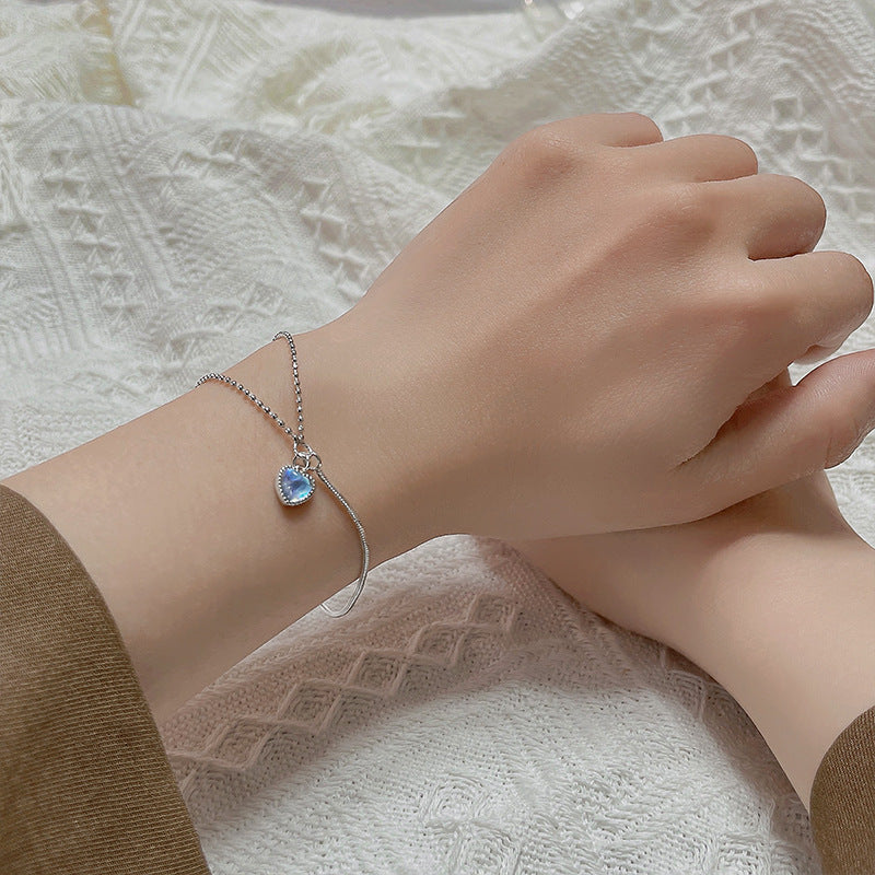 Bracelets en pierre de lune en forme de cœur pour femmes, mignons et doux