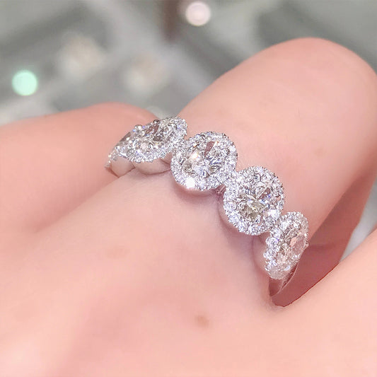 Simple Five Circle Zircon Korean Round Rings