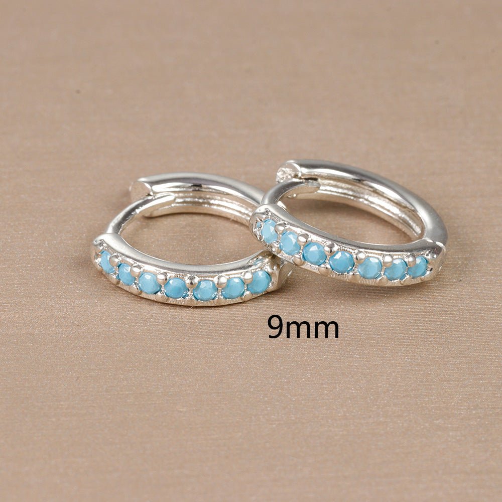 Simple Eardrop Blue Pine Zircon Circle Ear Bracelets