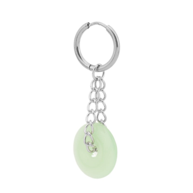 Boucles d'oreilles à boucle de paix en Jade glacé coloré, Style unisexe, mode pour femmes et hommes