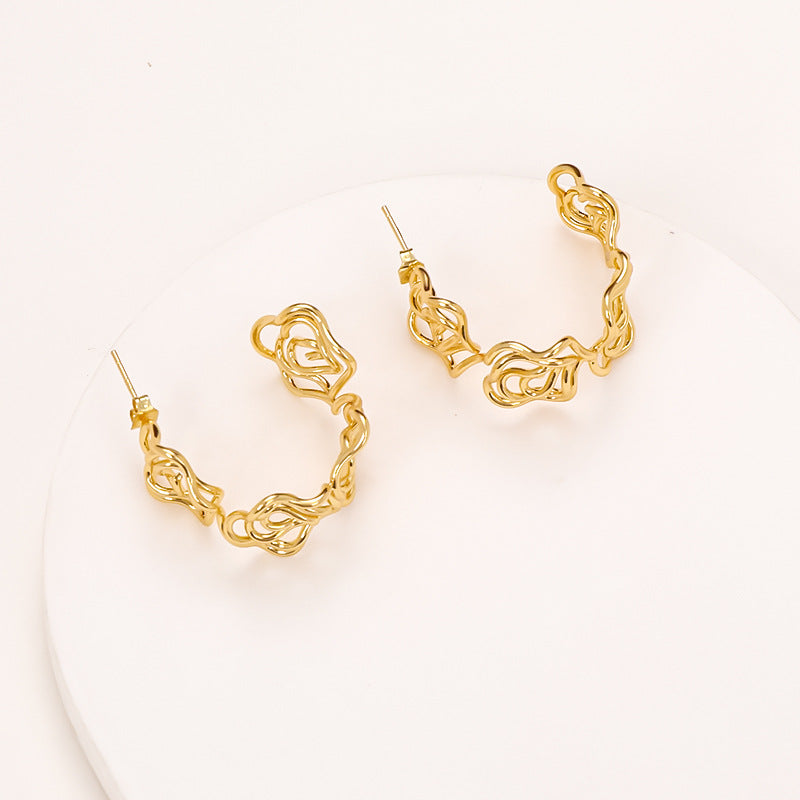 Women's Hollow Flower Shaped Ear Color Retention Earrings