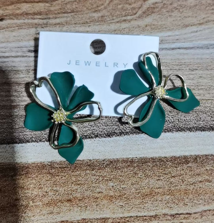 Sweet Double Layer Flower Petals Unique Earrings
