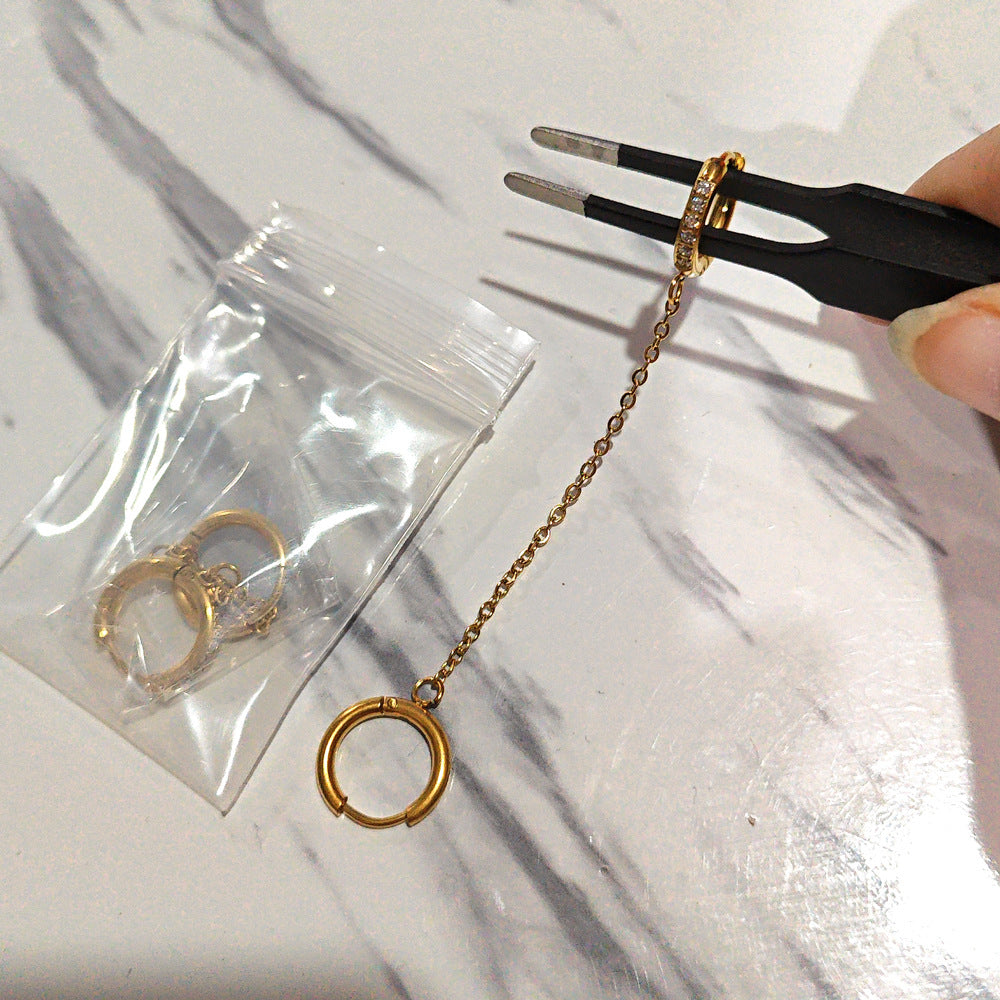 Classic Style Gold Stainless Steel Zircon Earrings